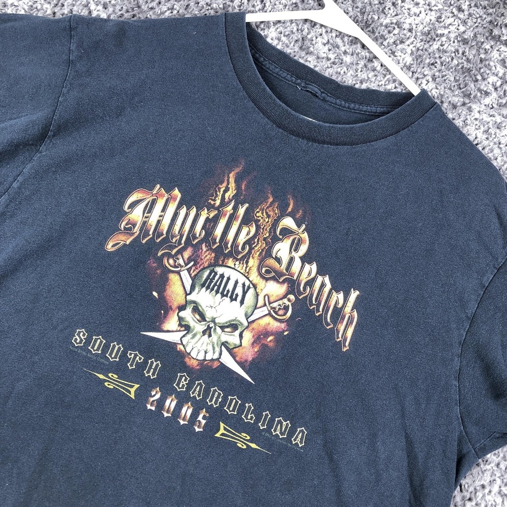 Vintage Myrtle Beach Rally Shirt Mens Medium Black 2005 Road Show Motor Clothes